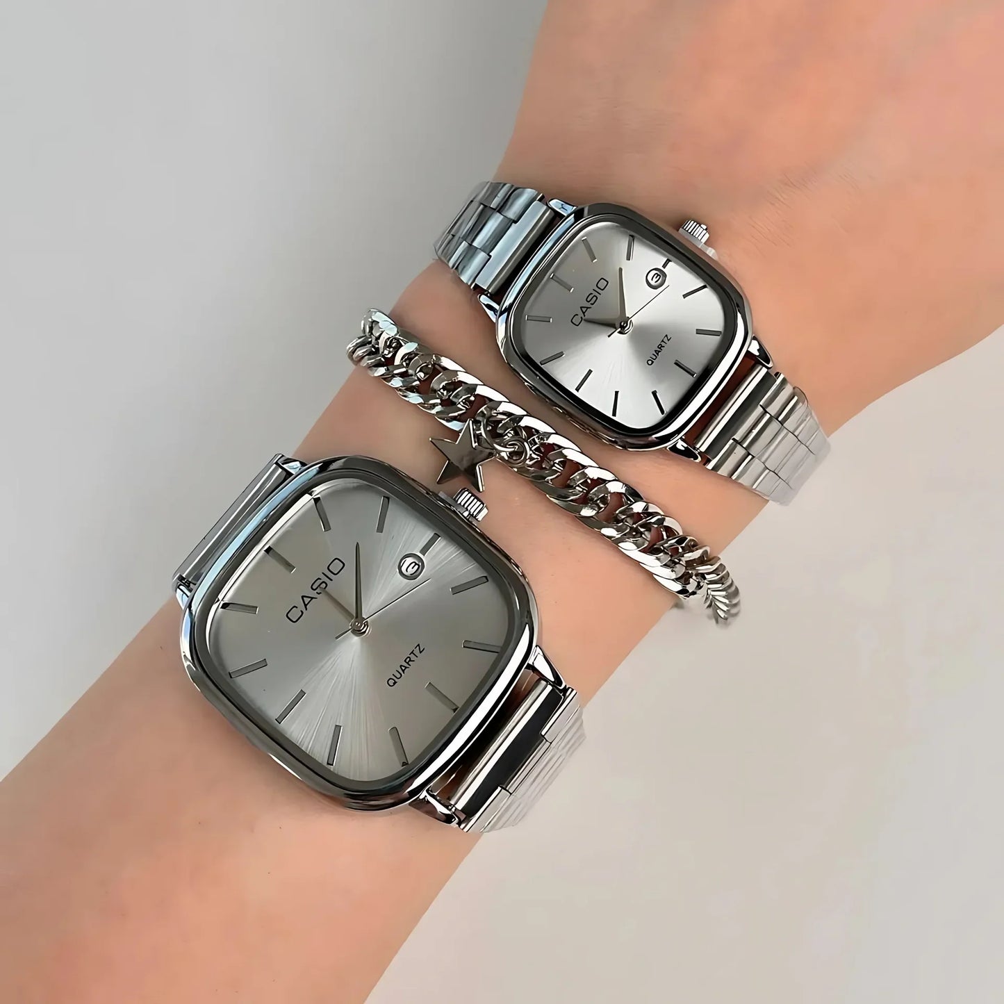Casio Gri Vintage Saat Seti Kar Beyazı