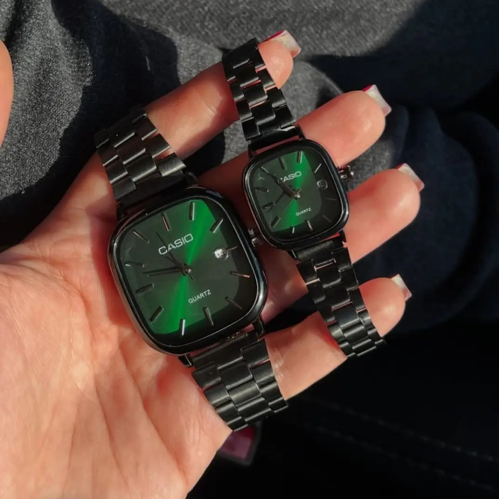 Casio Siyah Vintage Saat Seti Çam Yeşili