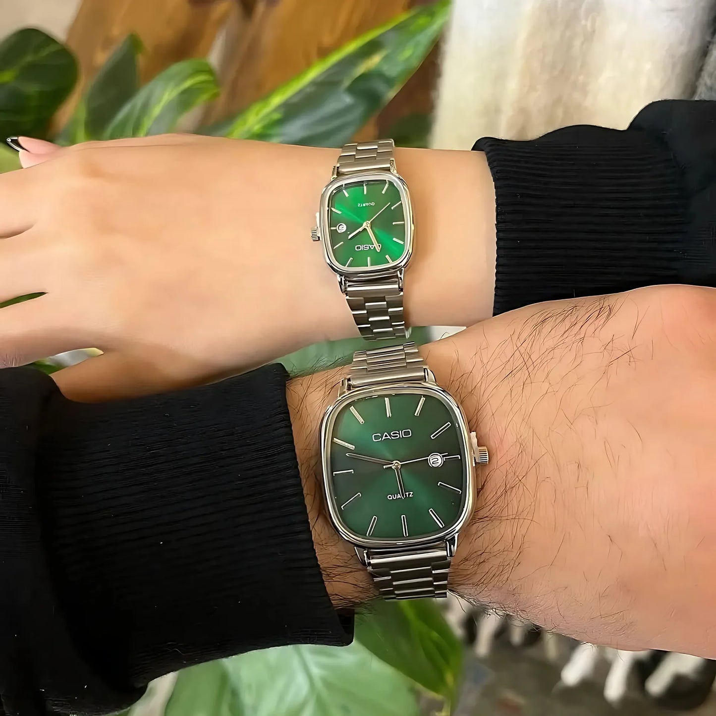 Casio Gri Vintage Saat Seti Çam Yeşili