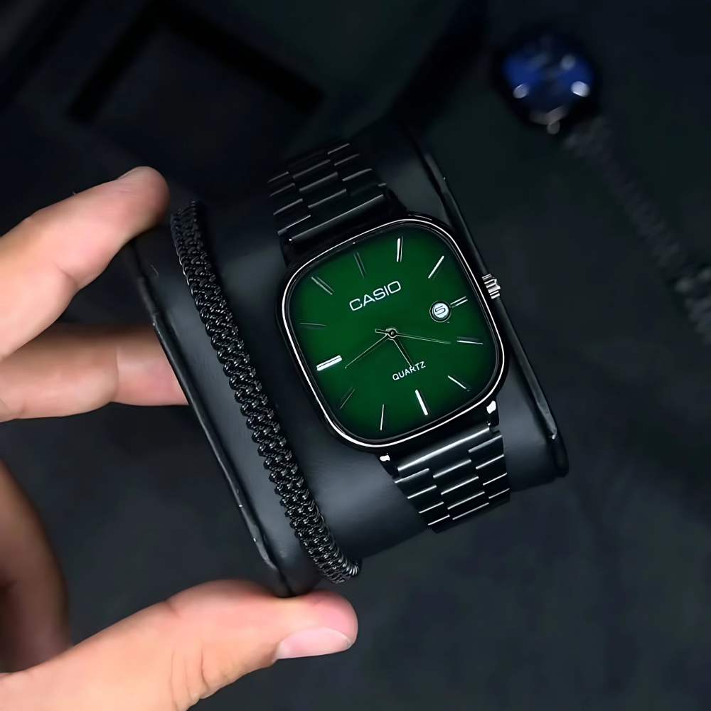 Casio Siyah Vintage Saat Çam Yeşili