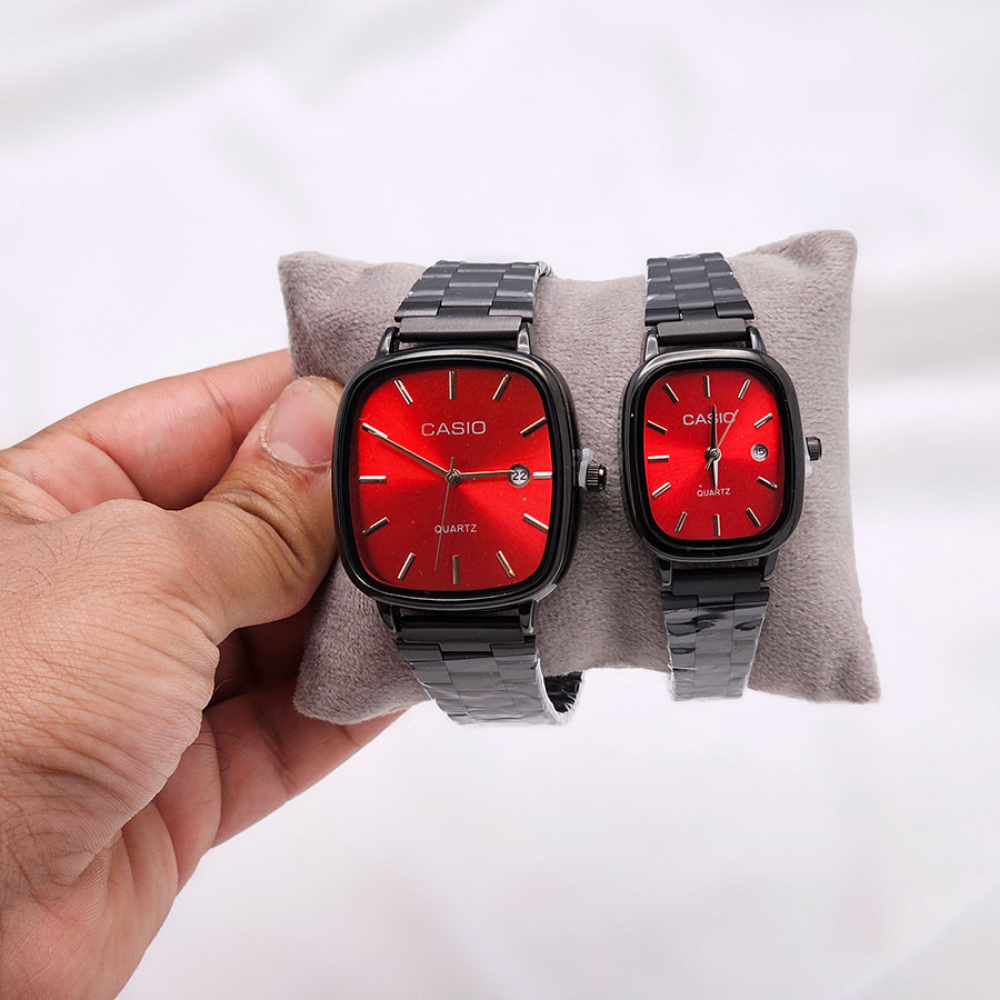 Casio Siyah Vintage Saat Seti Vişne Kırmızısı