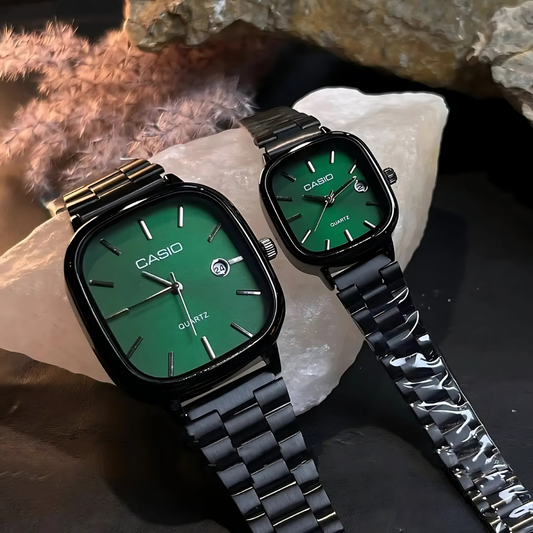 Casio Siyah Vintage Saat Seti Çam Yeşili